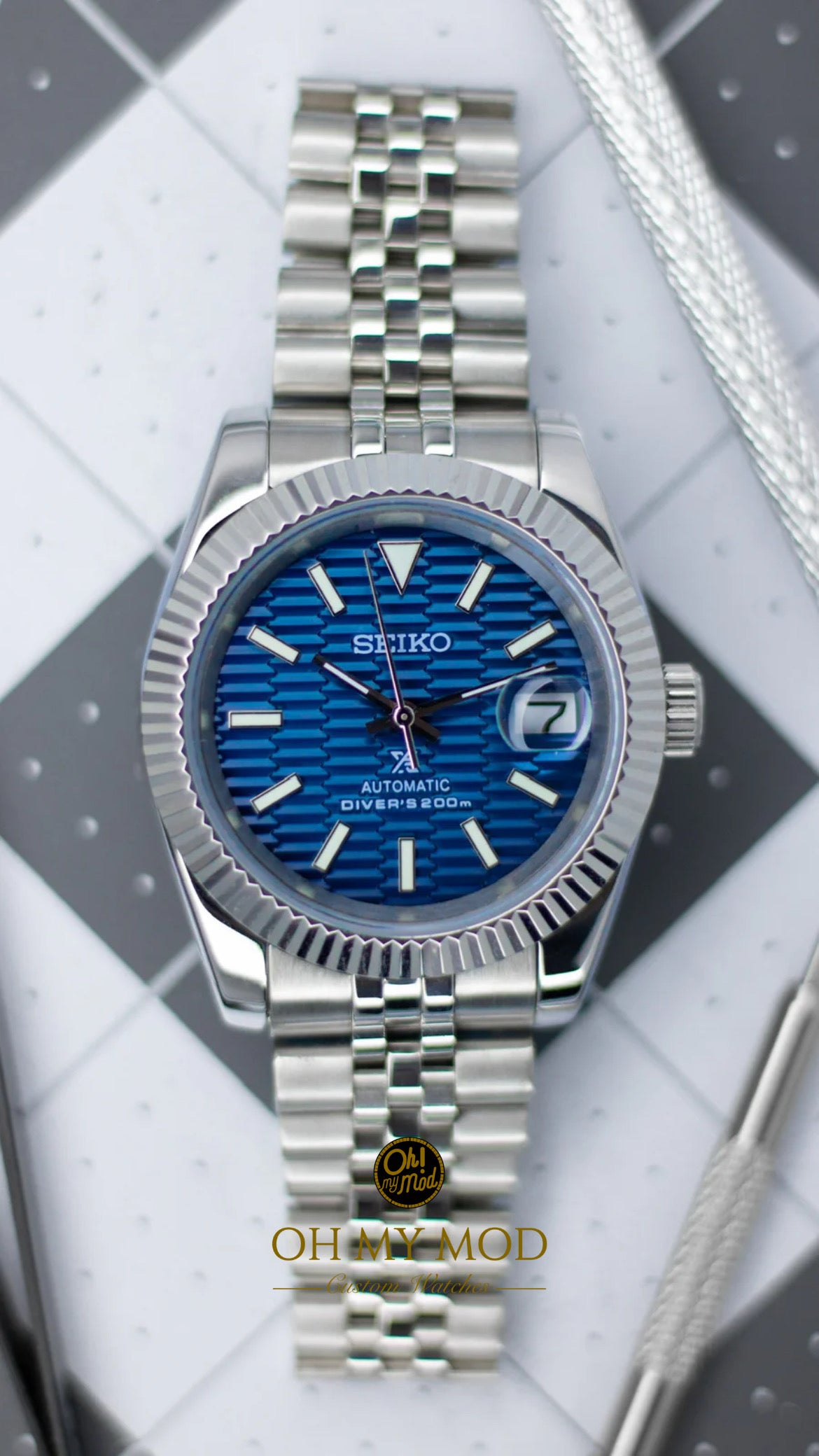 Seiko Mod Datejust „Blaues Motiv“