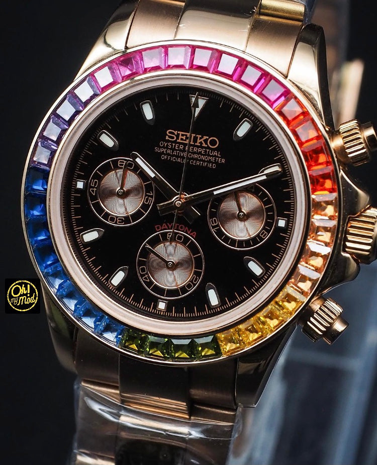 Seiko Mod Daytona „Roségold-Regenbogen“