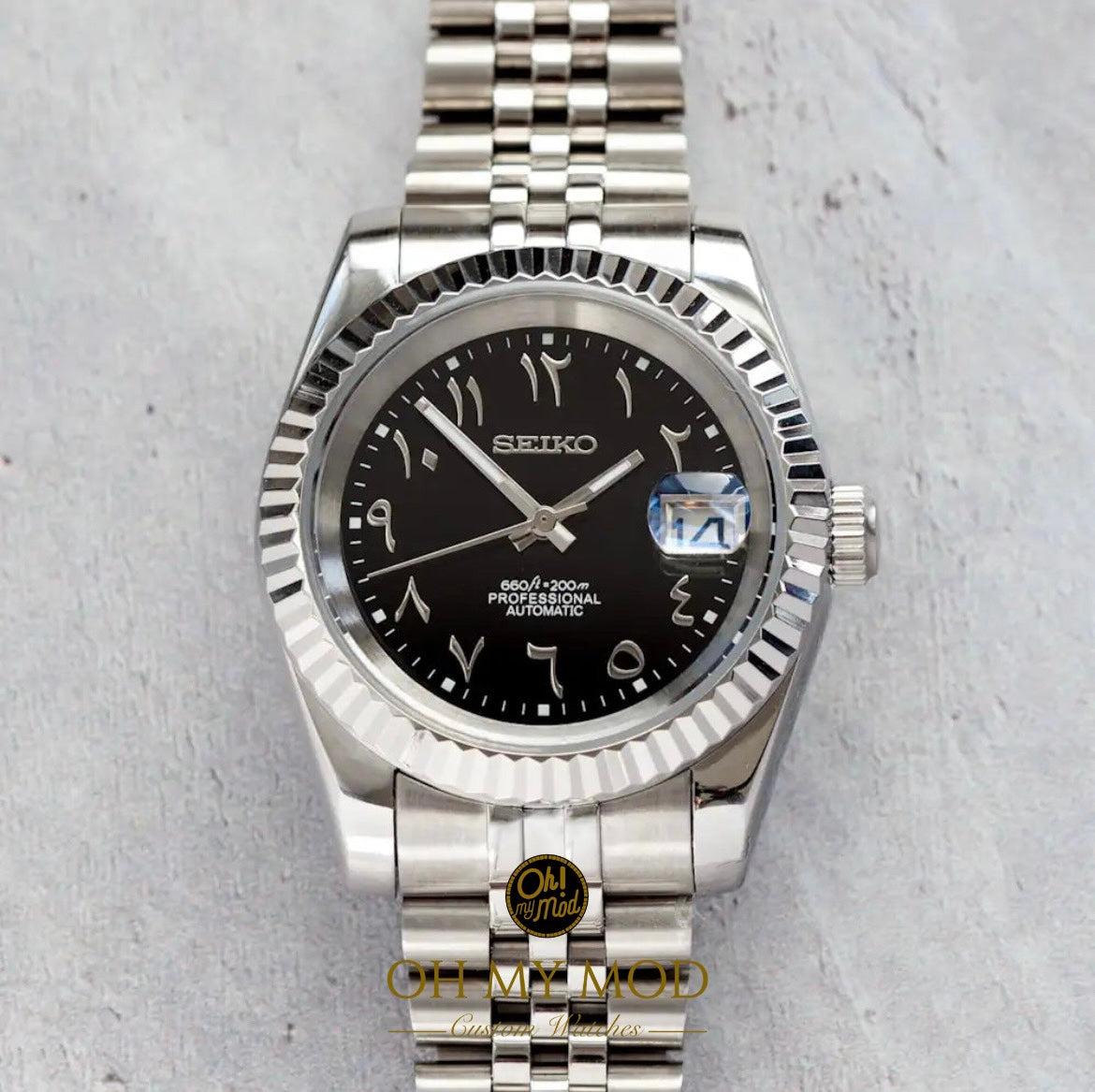 Seiko Mod Datejust "Negro Árabe"