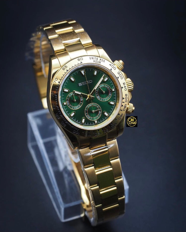 Seiko Mod Daytona „John Mayer Gold & Grün“