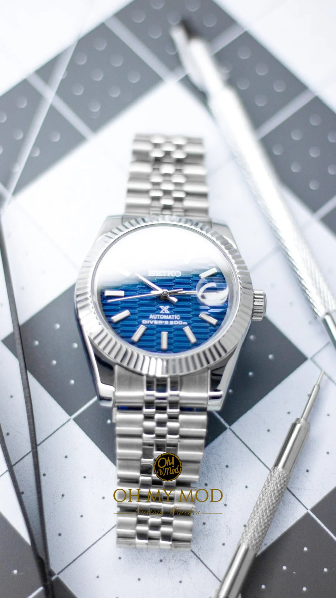 Seiko Mod Datejust „Blaues Motiv“