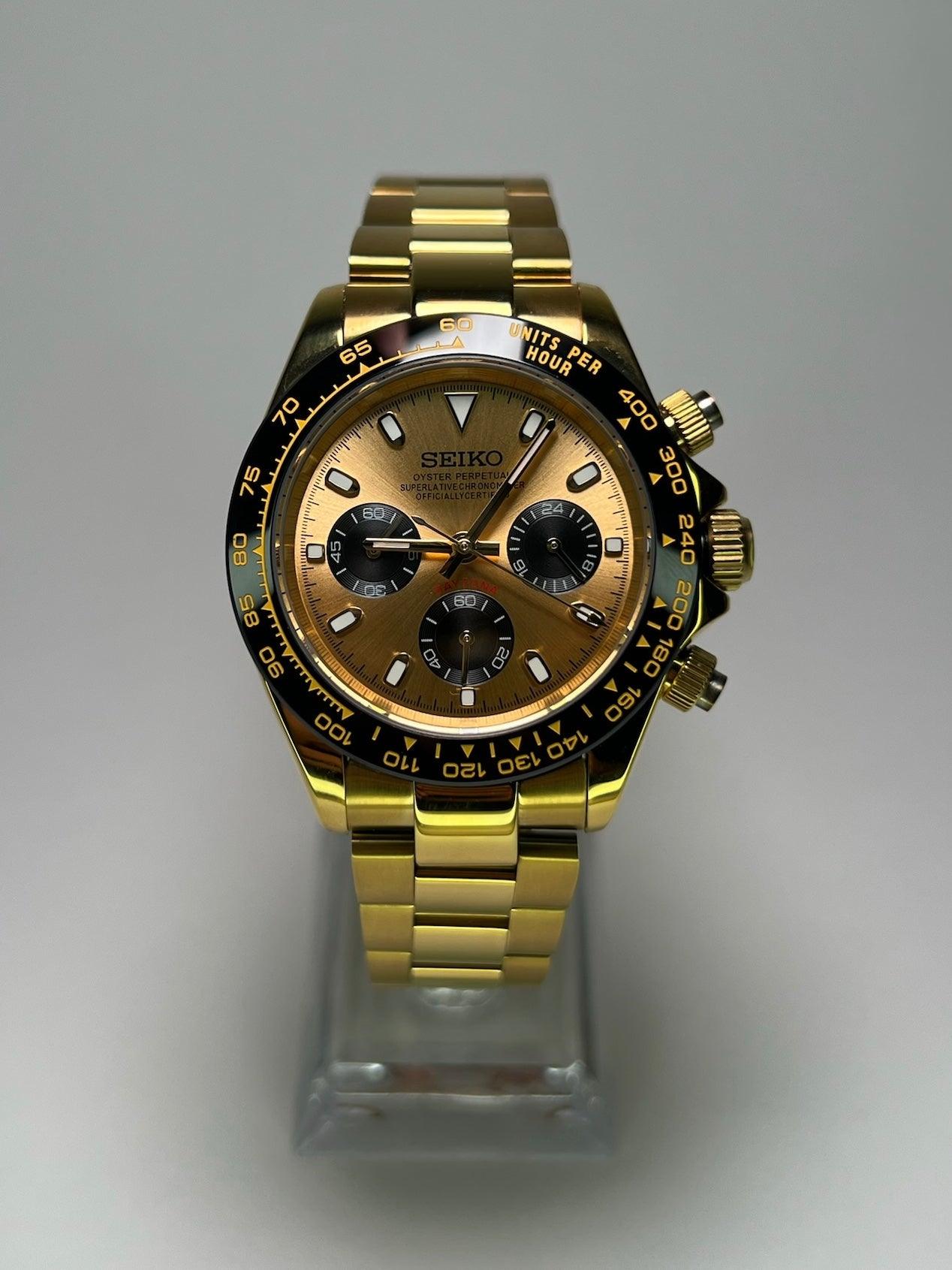 Seiko Mod Daytona "Oro y negro"