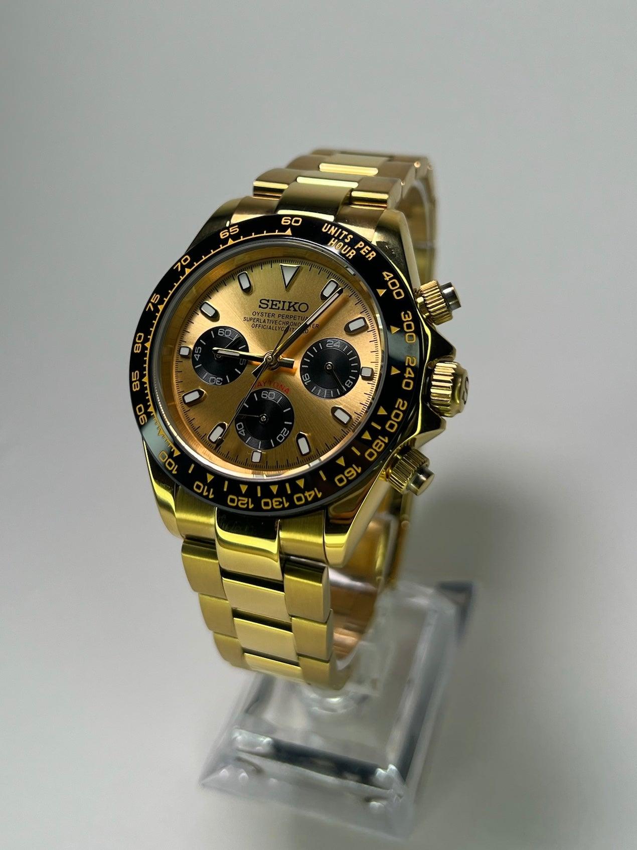 Seiko Mod Daytona "Oro y negro"