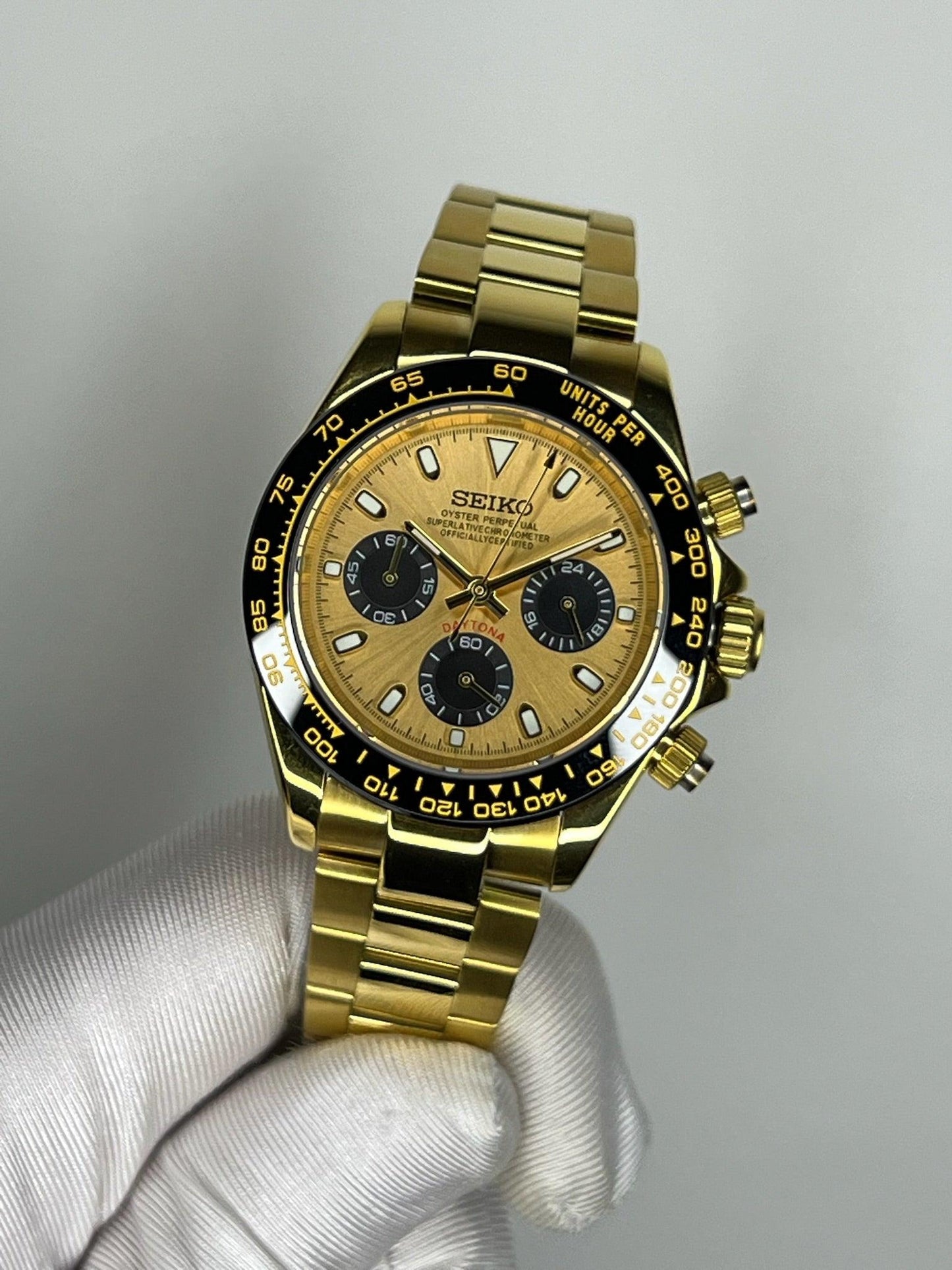Seiko Mod Daytona "Oro y negro"