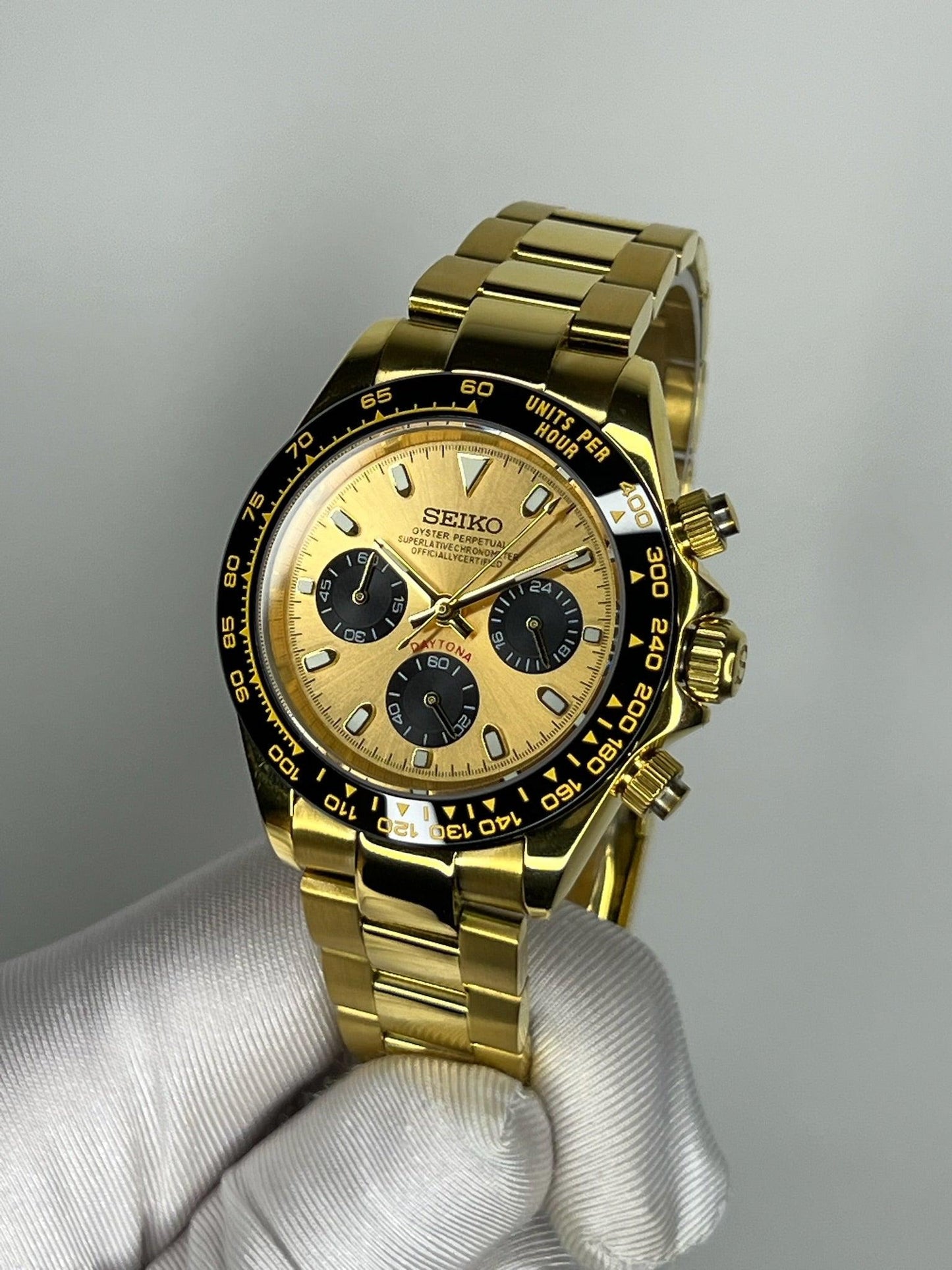Seiko Mod Daytona "Oro y negro"