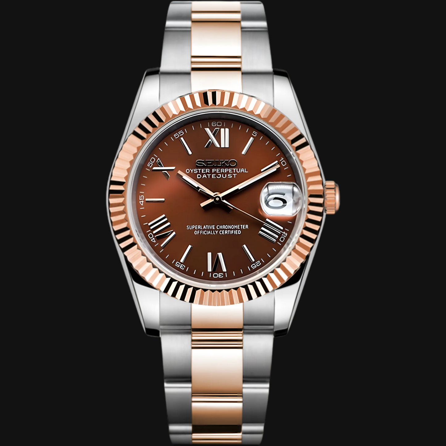Seiko Mod Datejust "Chocolate Roman" zweifarbig