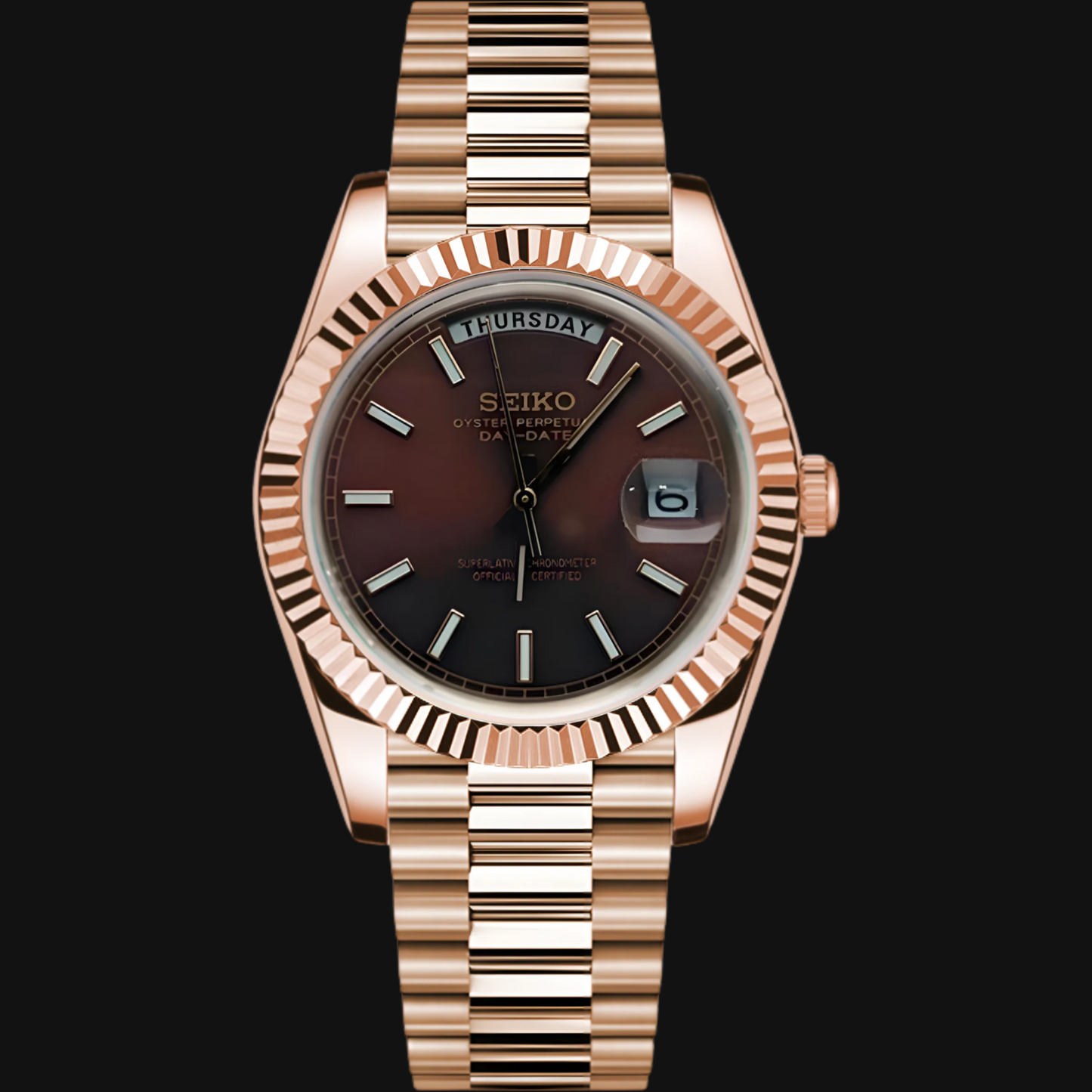 Seiko Mod Daydate "Chocolate" Oro rosa