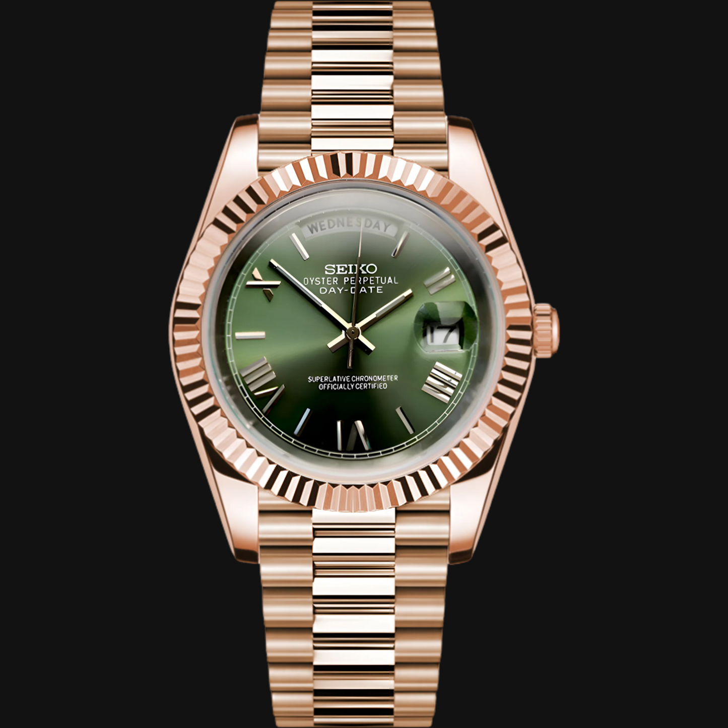Seiko Mod Daydate "Grüne Olive" Roségold