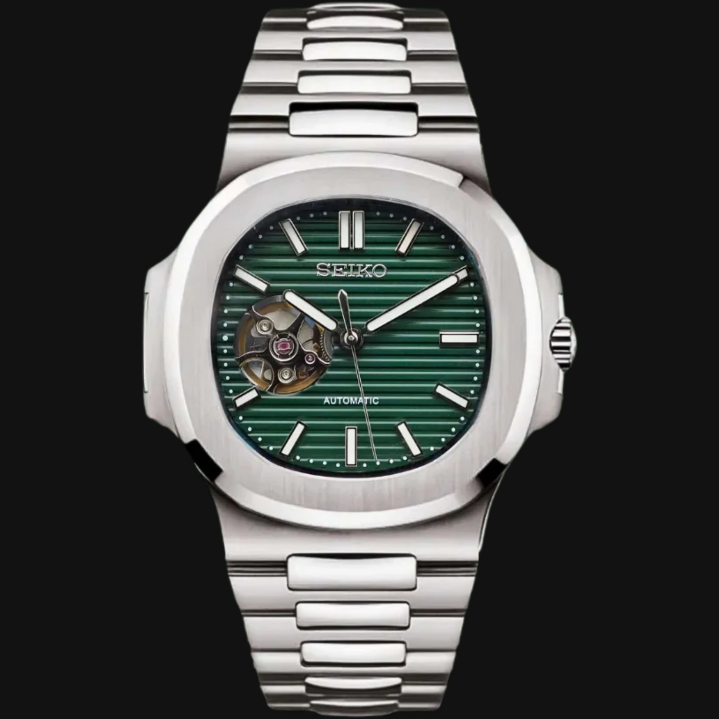 Seiko Mod Nautilus "Corazón abierto verde oliva"
