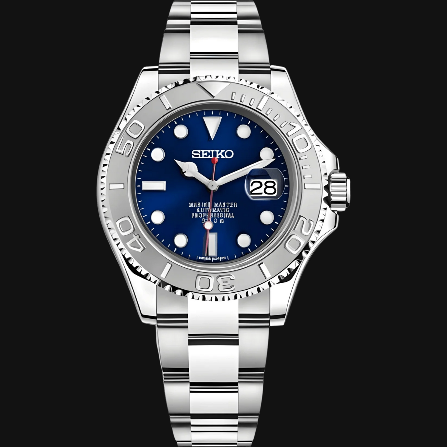 Seiko Mod Yacht Master "Rodio y azul marino"