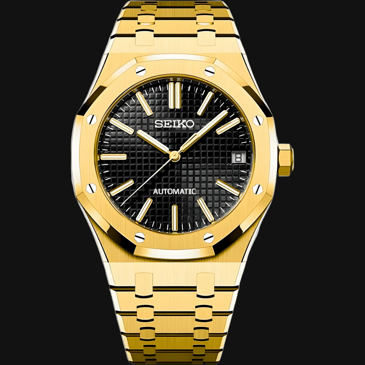 Seiko Mod Royal Oak "Dorado y negro"