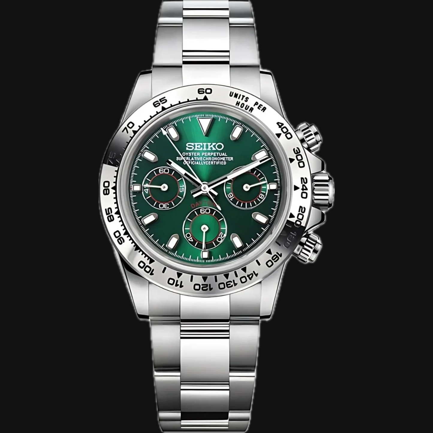 Seiko Mod Daytona "Plata y verde"