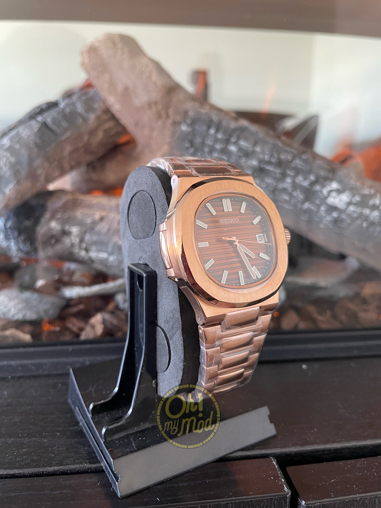 Seiko Mod Nautilus "Rose Gold & Chocolate"