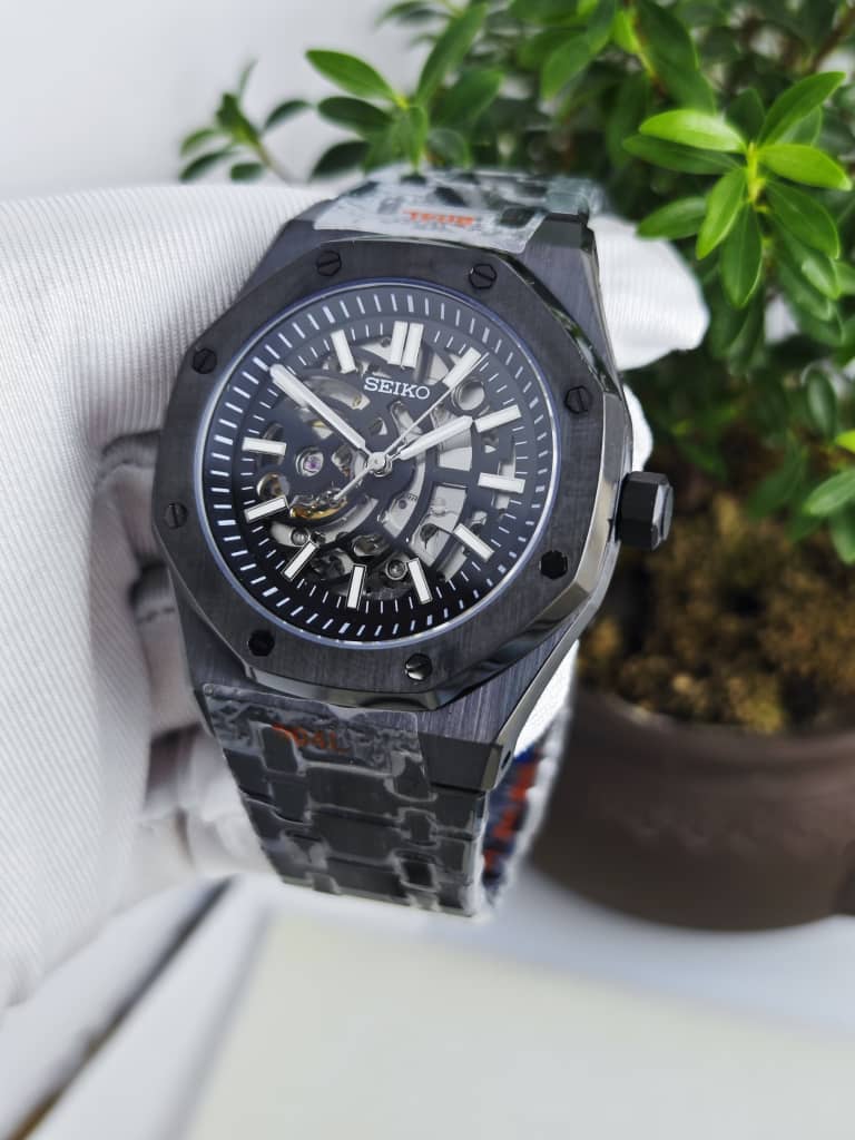 Seiko Mod Royal Oak "Black Skeleton"