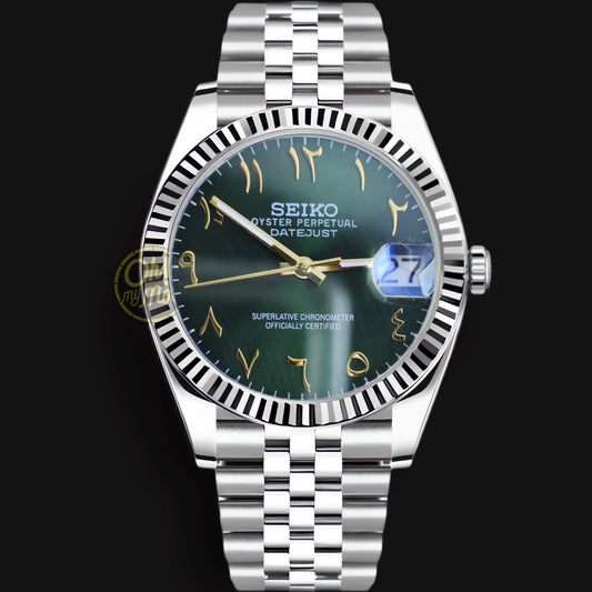 Seiko Mod Datejust "Green & Gold Roman"