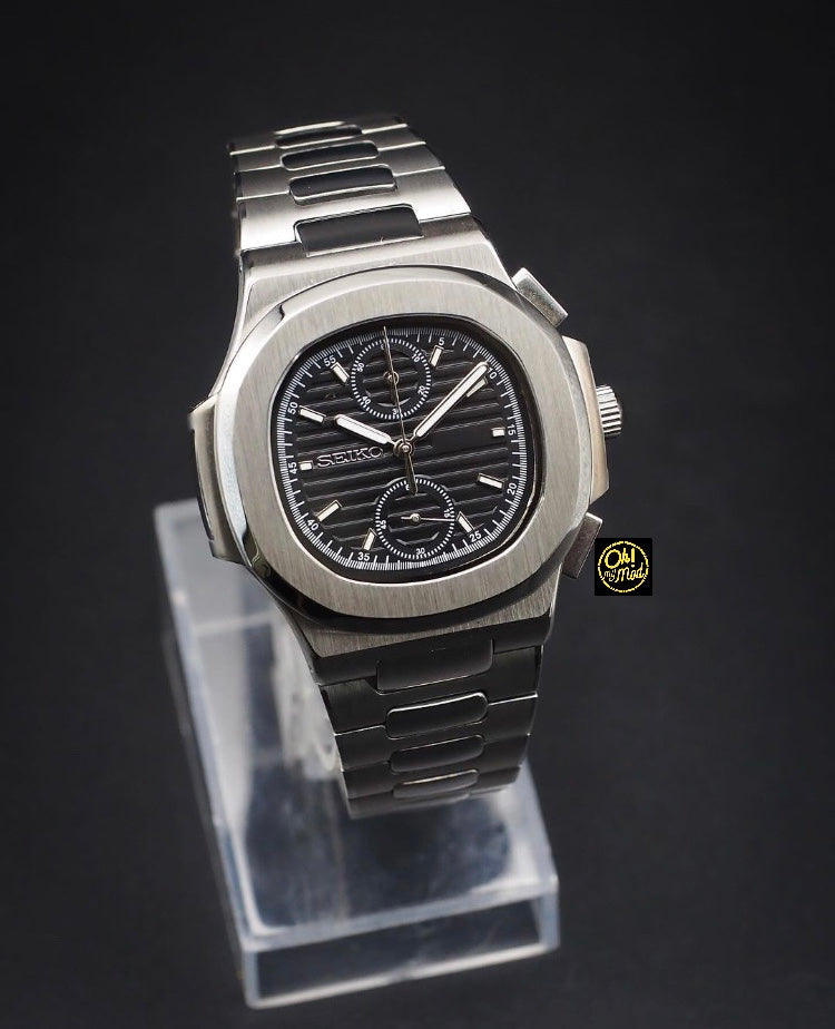 Seiko Mod Nautilus Chronograph Black