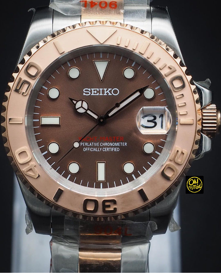 Seiko Mod Yacht Master "Rose Gold & Brown"