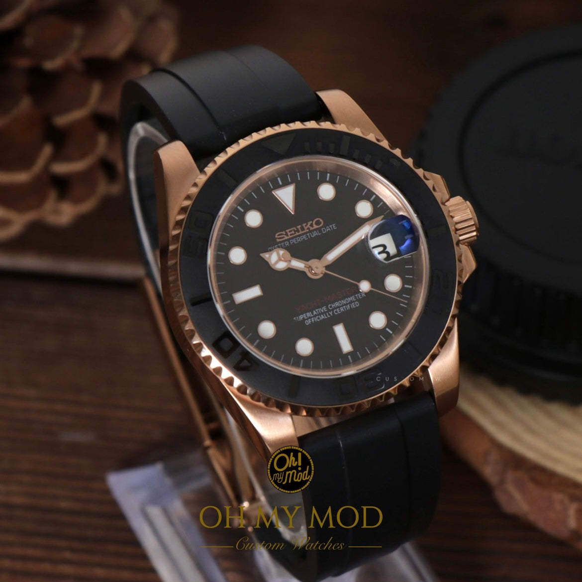 Seiko Mod Yacht Master "Rose Gold &amp; Black"