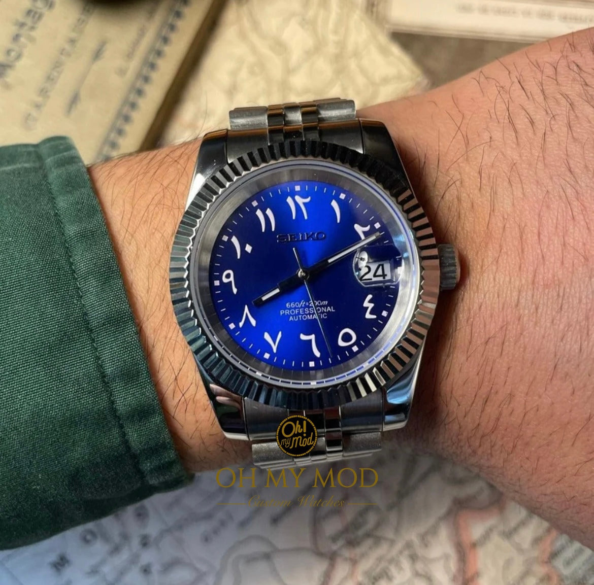 Seiko Mod Datejust "Blue Arabic"