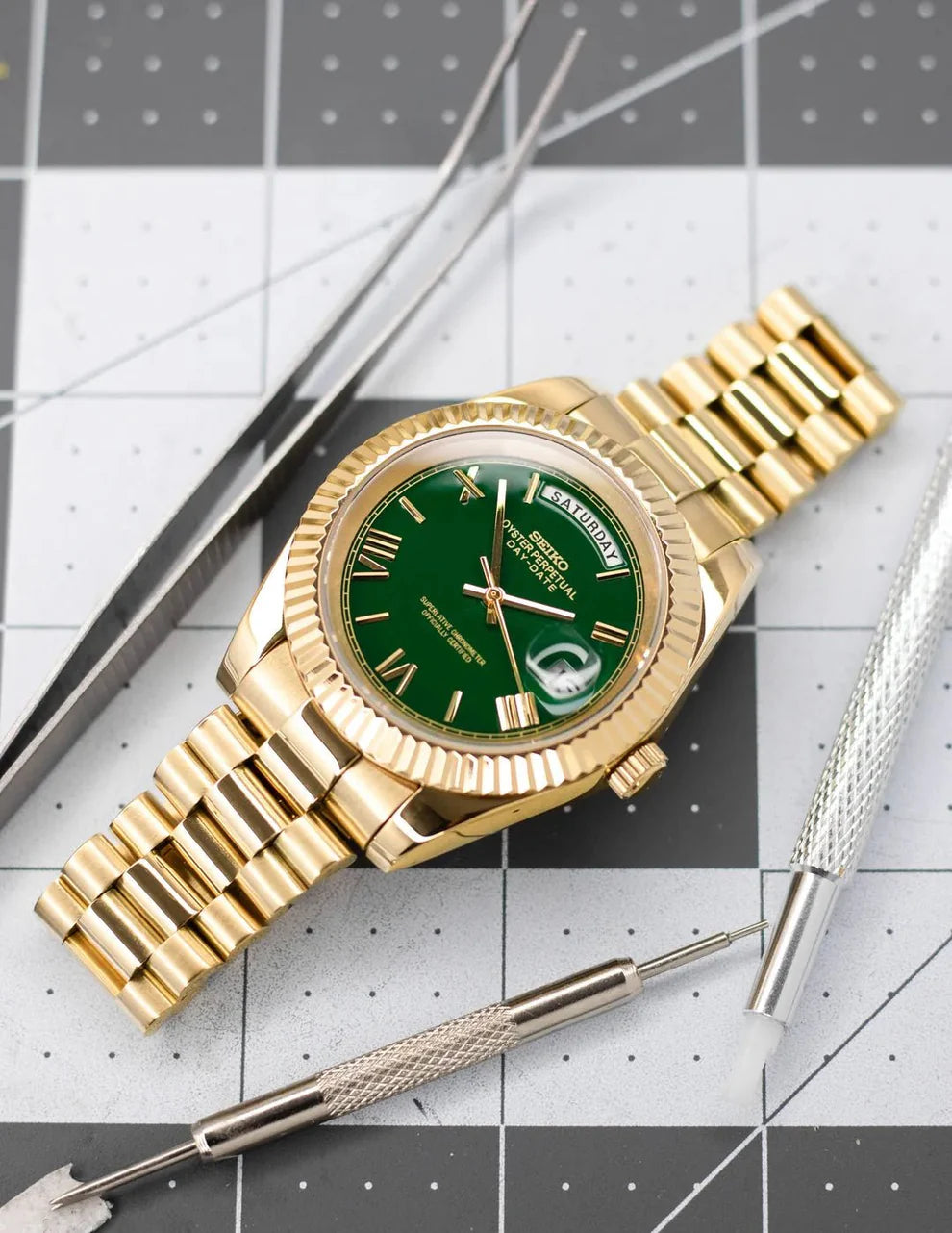 Seiko Mod Daydate Gold "Green"