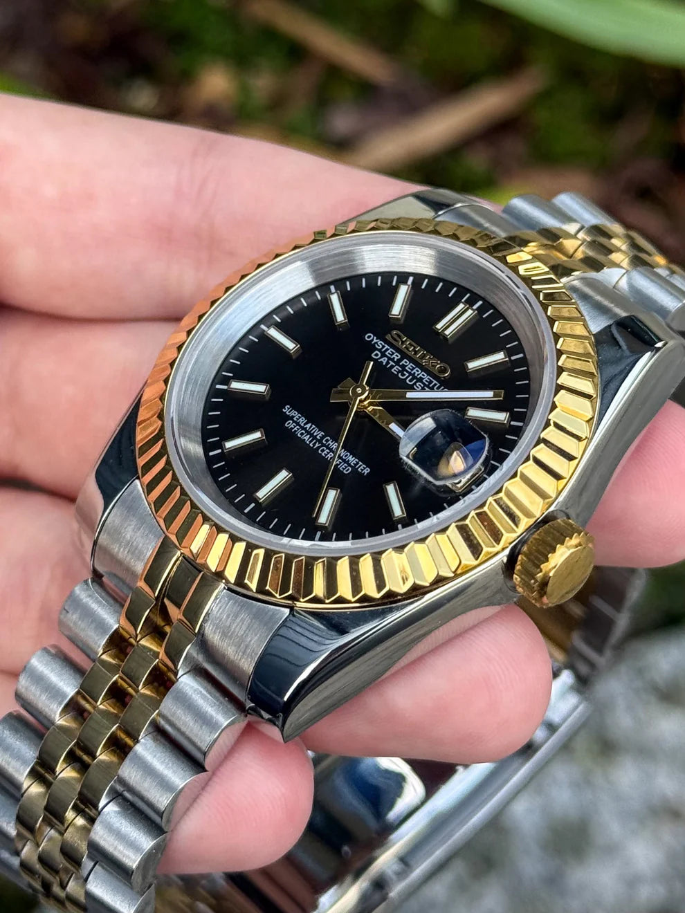 Seiko Mod Datejust "Black" Two Tone