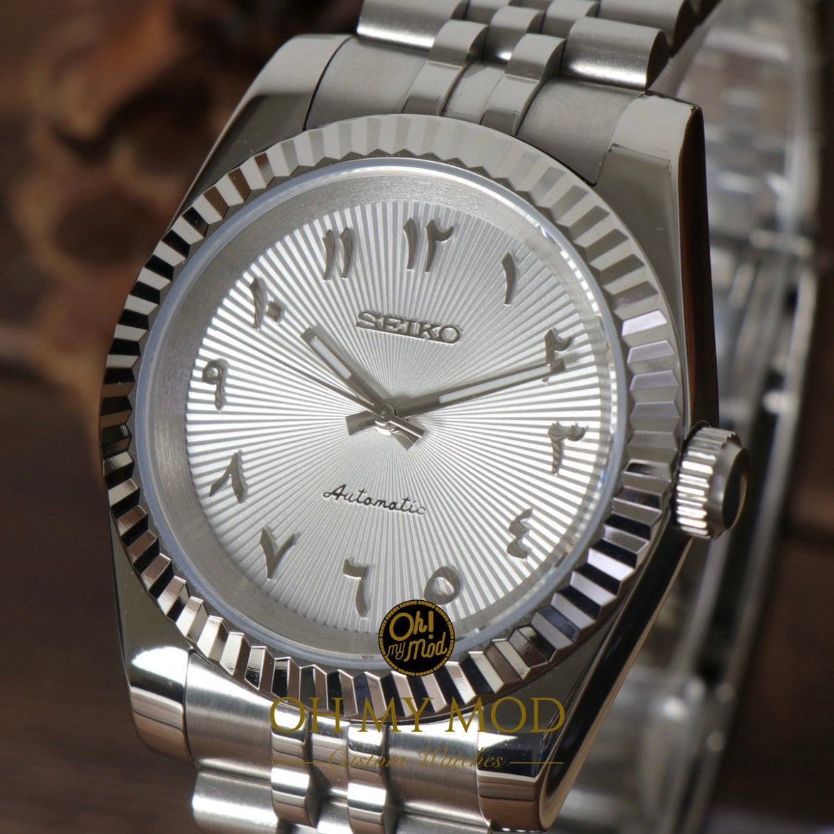 Seiko Mod Datejust "White Arabic” Gradient Dial