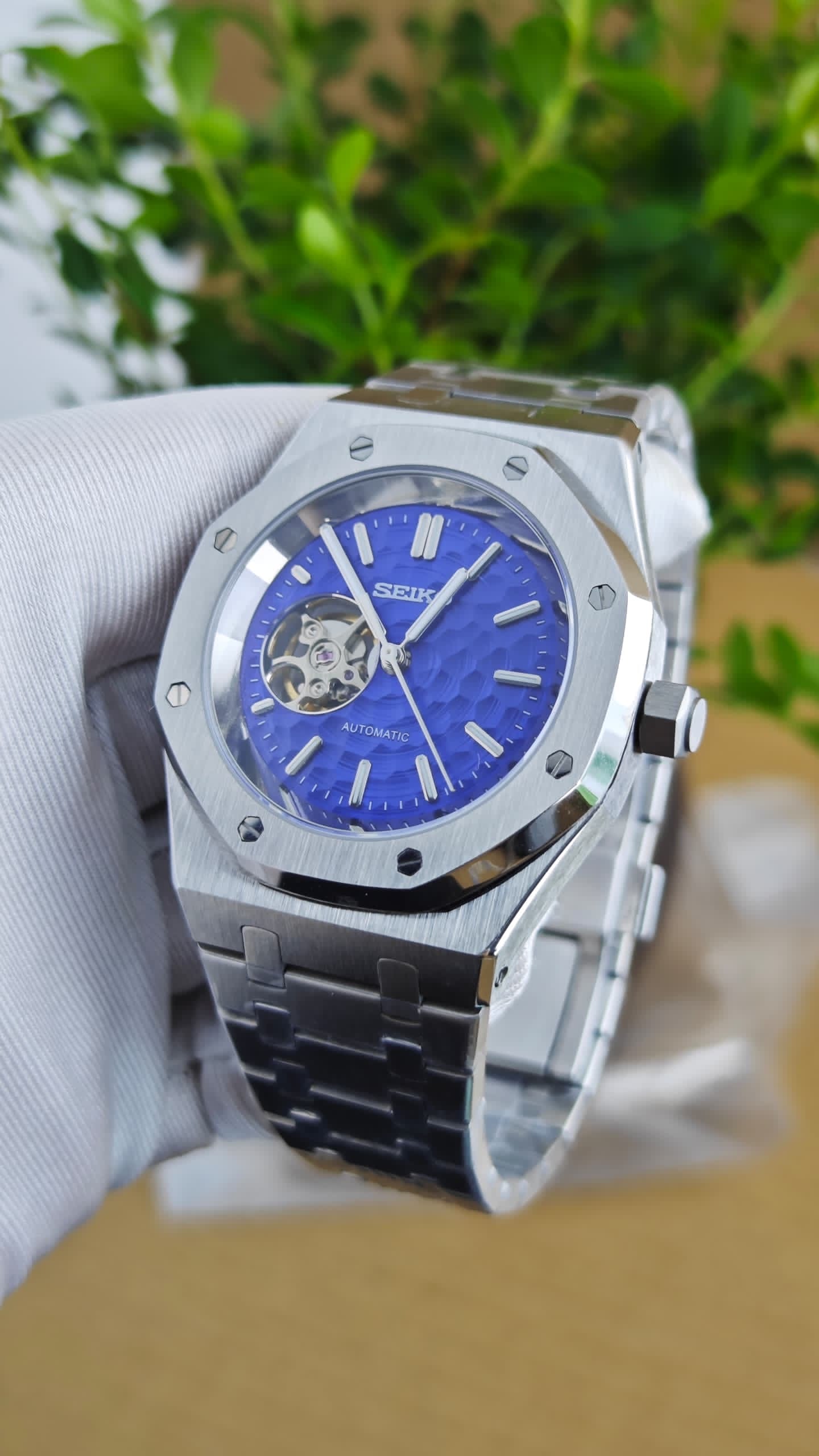 Seiko Mod Royal Oak Open Heart “Blue Waves”