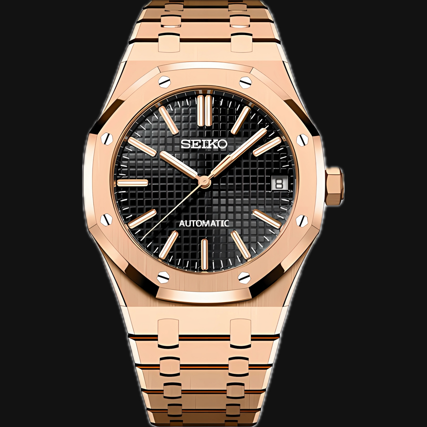 Seiko Mod Royal Oak "Rose Gold & Black"