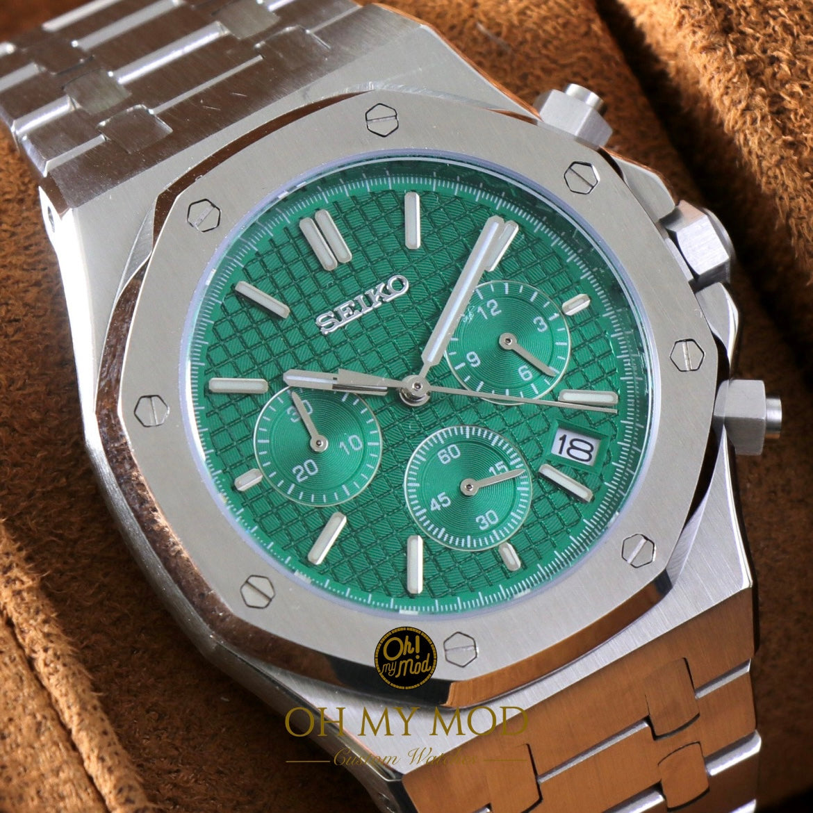 Seiko Mod Royal Oak "Green Chronograph"