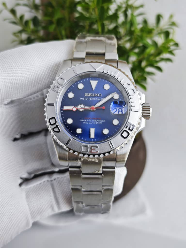 Seiko Mod Yacht Master "Rhodium & Navy"