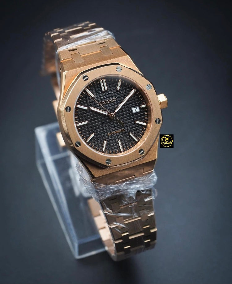 Seiko Mod Royal Oak "Rose Gold & Black"