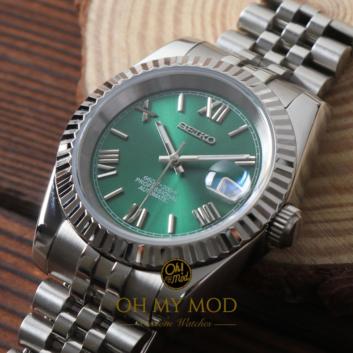 Seiko Mod Datejust "Green Roman"