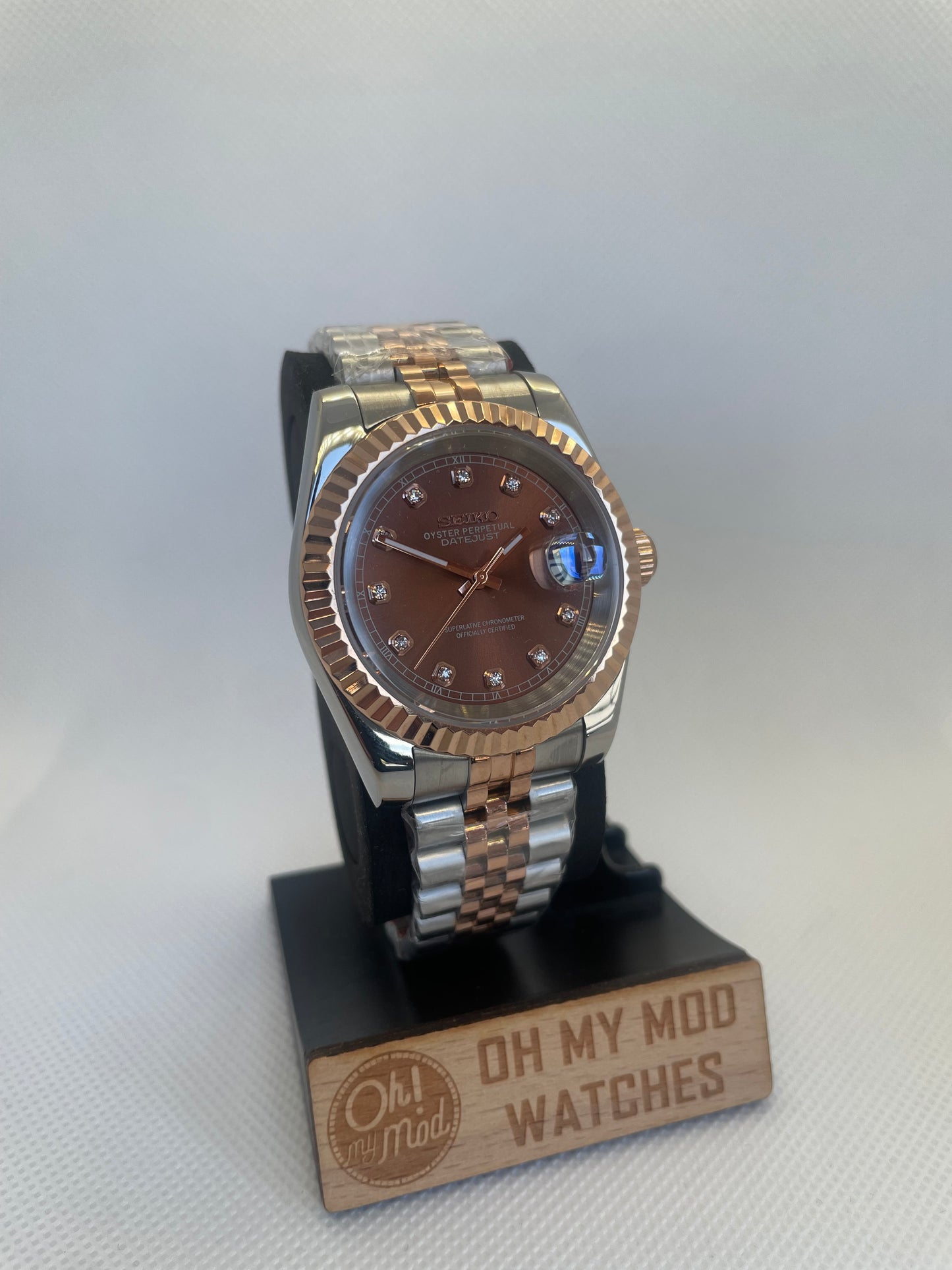 Seiko Mod Datejust "Chocolate Diamonds"