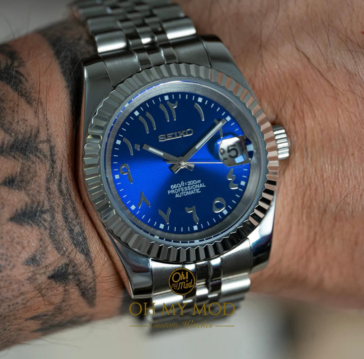 Seiko Mod Datejust "Blue Arabic"