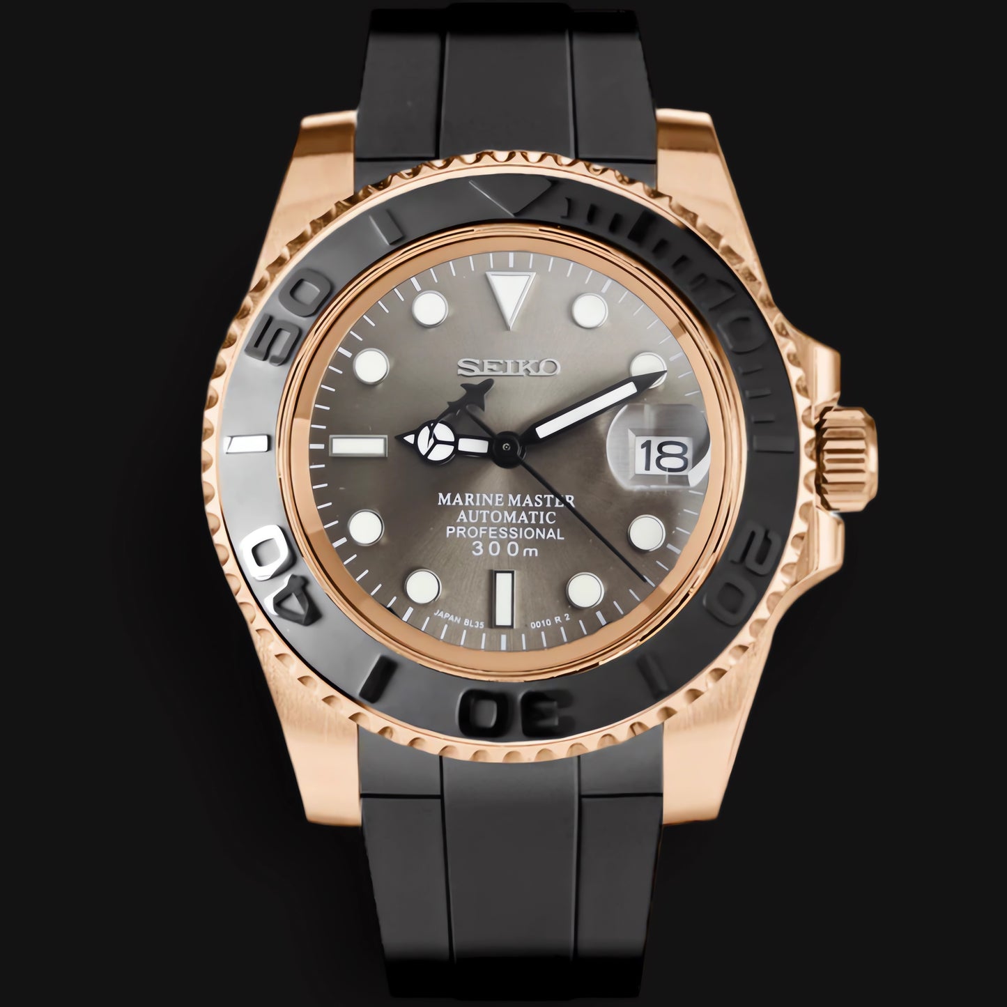 Seiko Mod Yacht Master "Rose Gold & Black Shark"