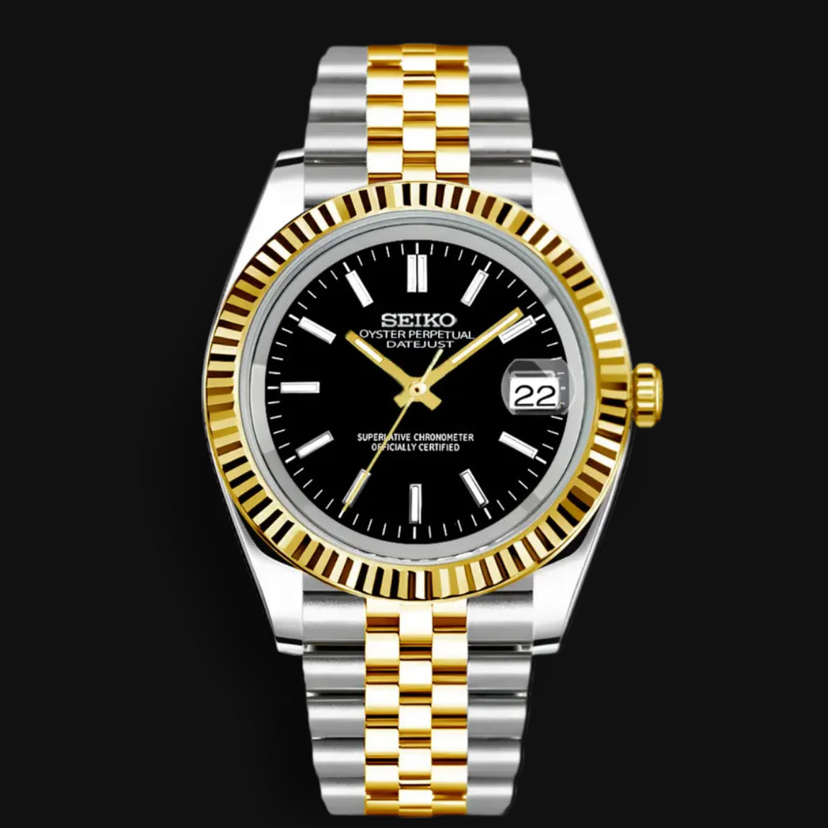 Seiko Mod Datejust "Black" Two Tone