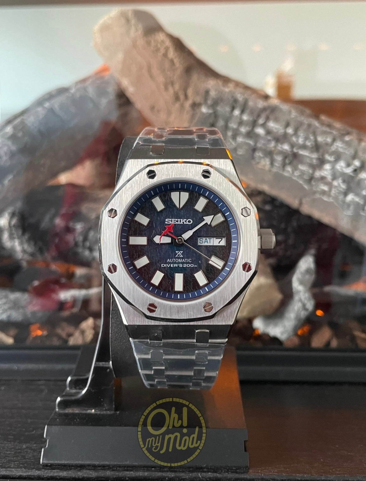 Seiko Mod Royal Oak Daydate “Deep Blue Shark” (Full Custom Watch)