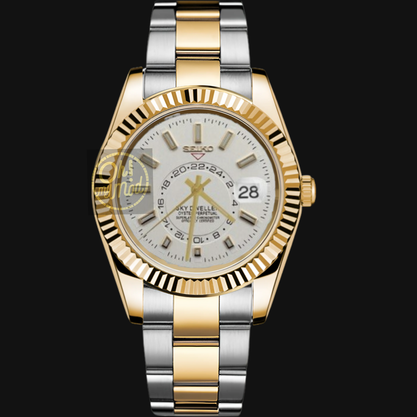 Seiko Mod Sky Dweller “White” Two Tone Silver & Gold