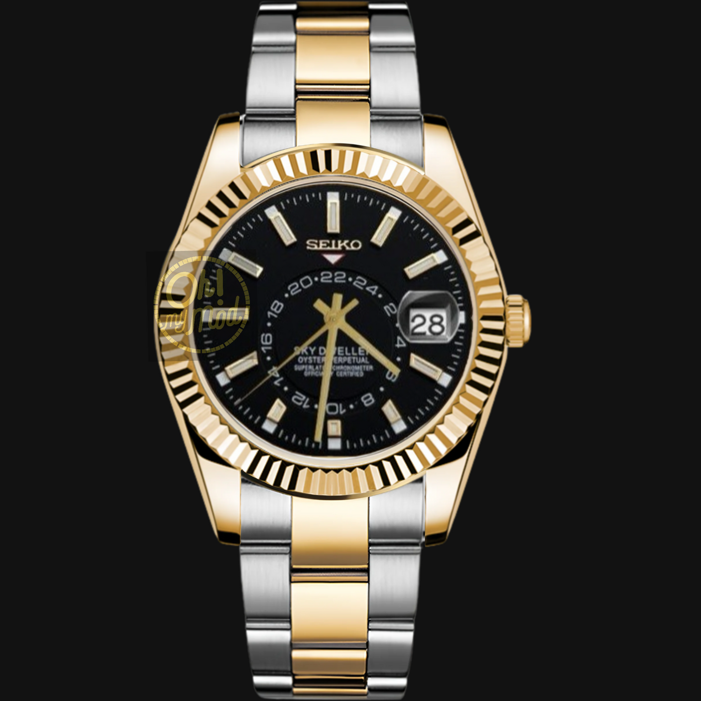 Seiko Mod Sky Dweller “Black” Two Tone Silver & Gold