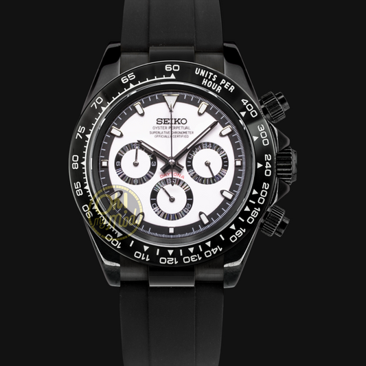 Seiko Mod Daytona "Black &amp; White” Rubber Strap