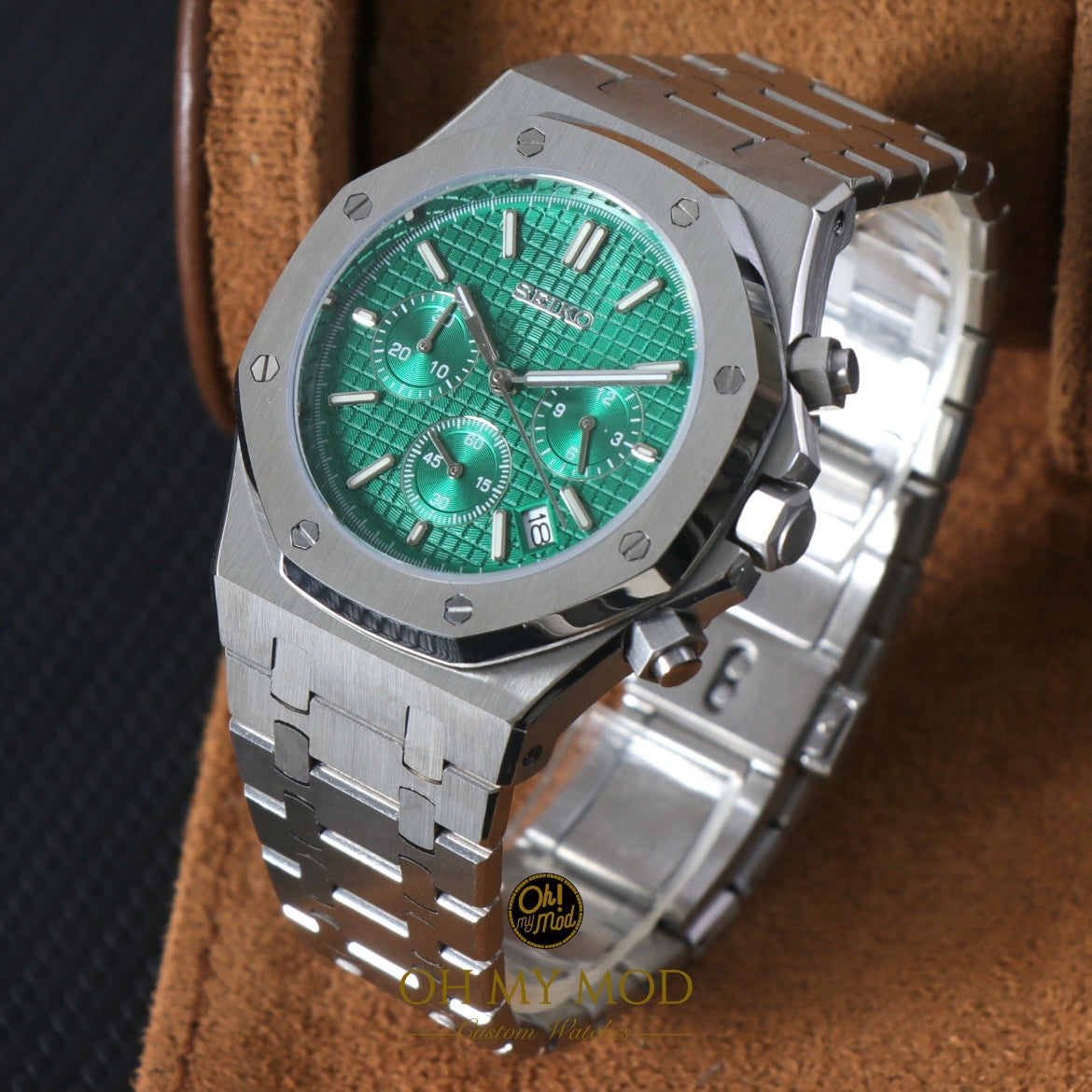 Seiko Mod Royal Oak "Green Chronograph"