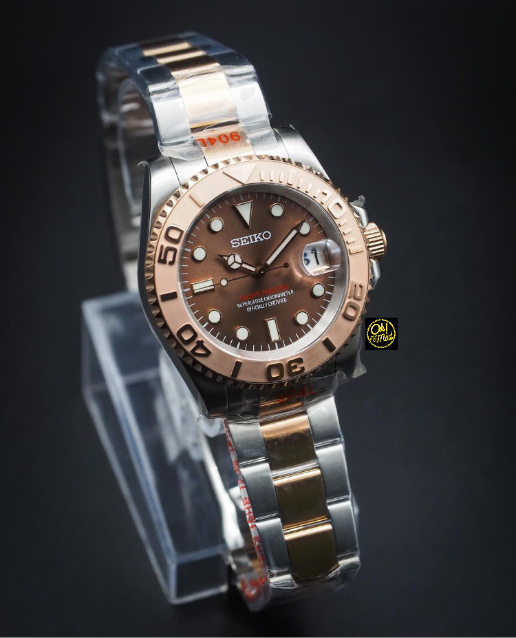 Seiko Mod Yacht Master "Rose Gold & Brown"