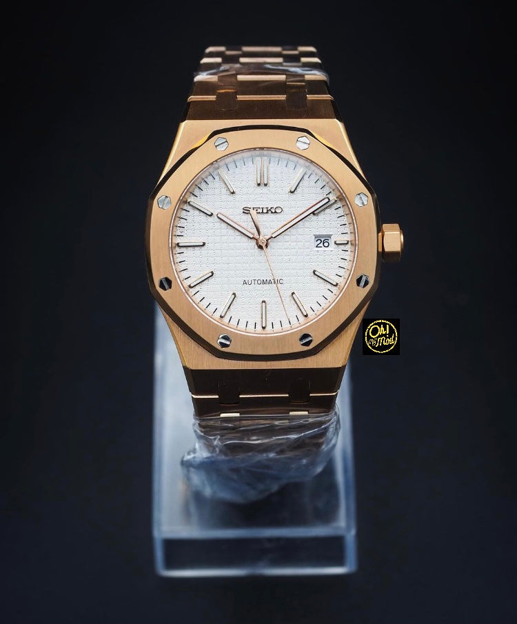 Seiko Mod Royal Oak "Rose Gold & White"