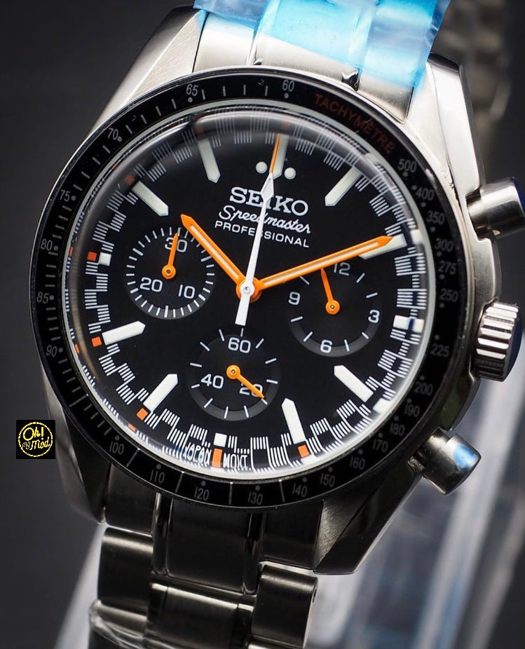 Seiko Mod Speedmaster "Black &amp; Orange"