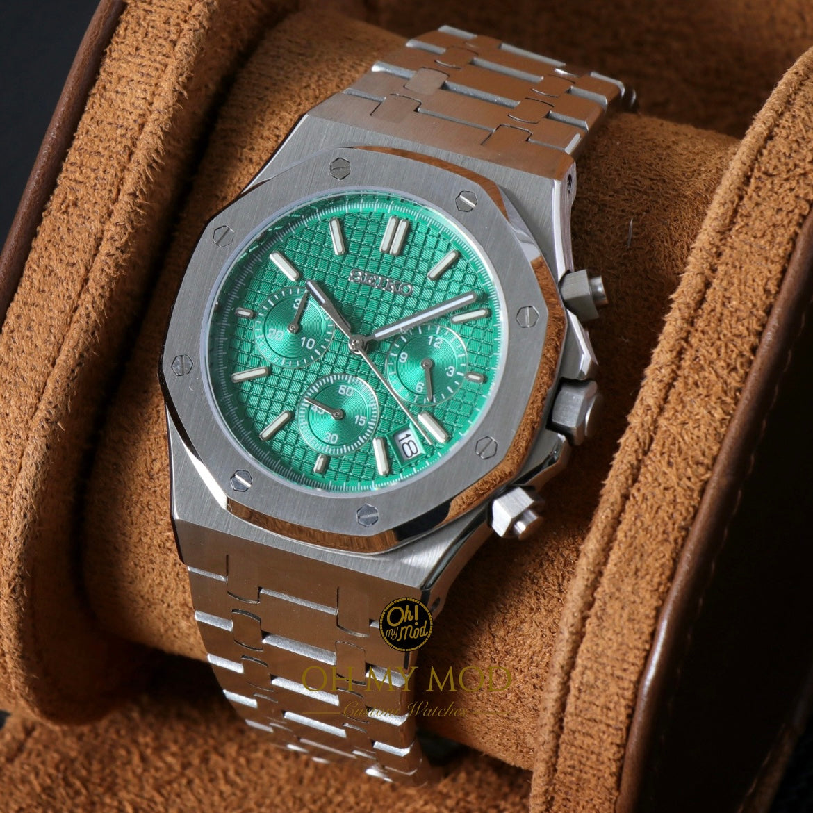 Seiko Mod Royal Oak "Green Chronograph"