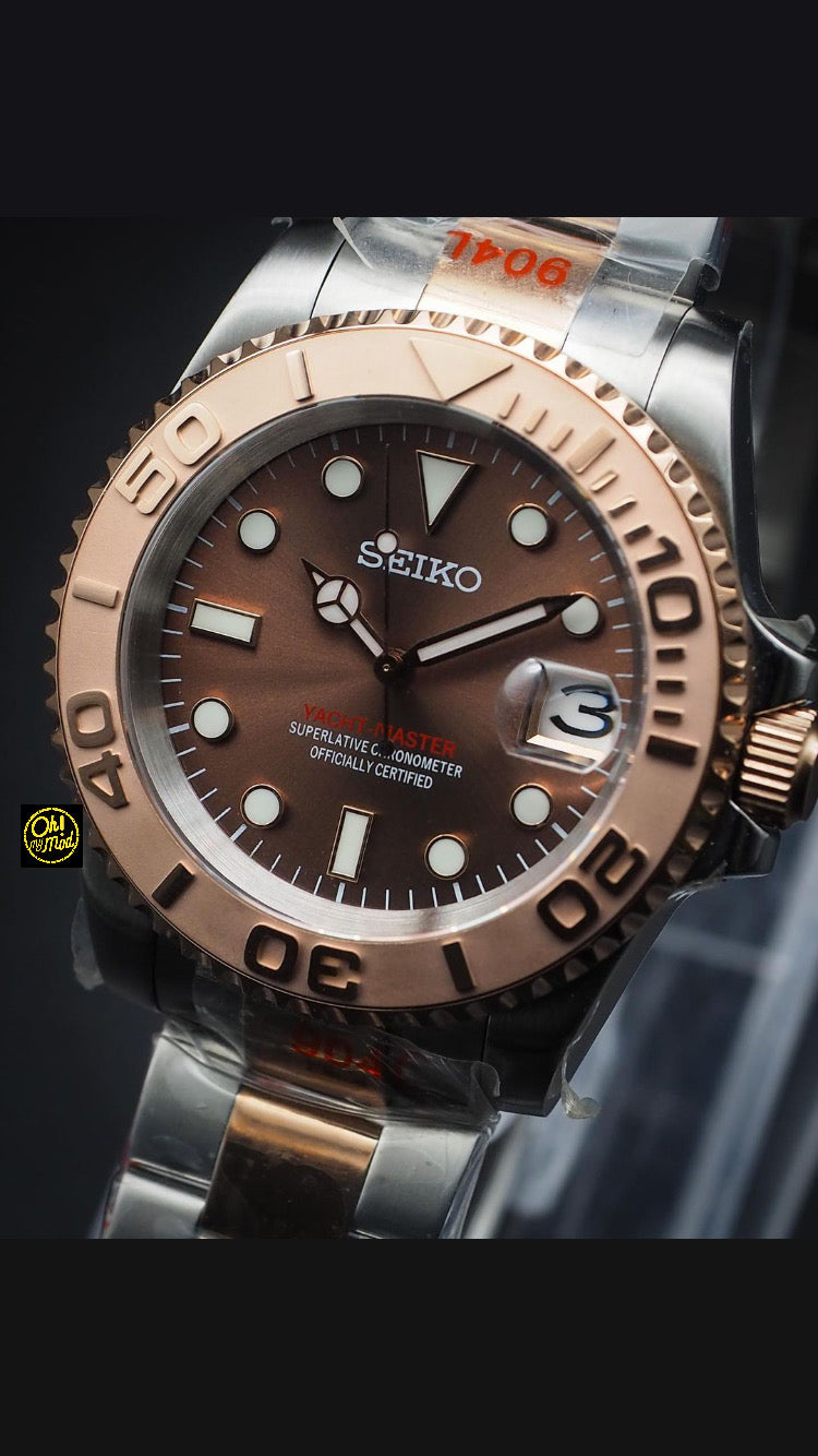 Seiko Mod Yacht Master "Rose Gold &amp; Brown"