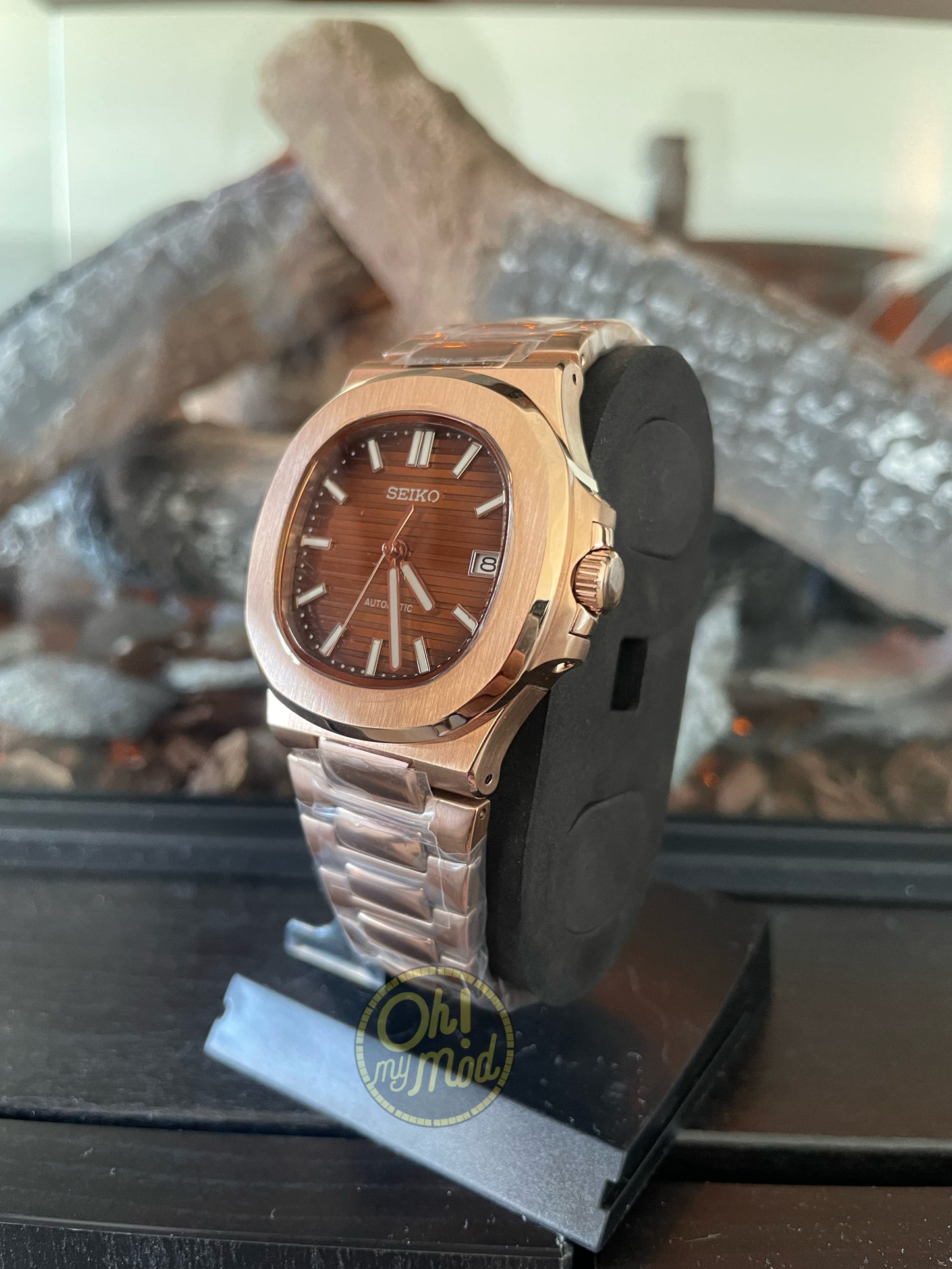 Seiko Mod Nautilus "Rose Gold & Chocolate"