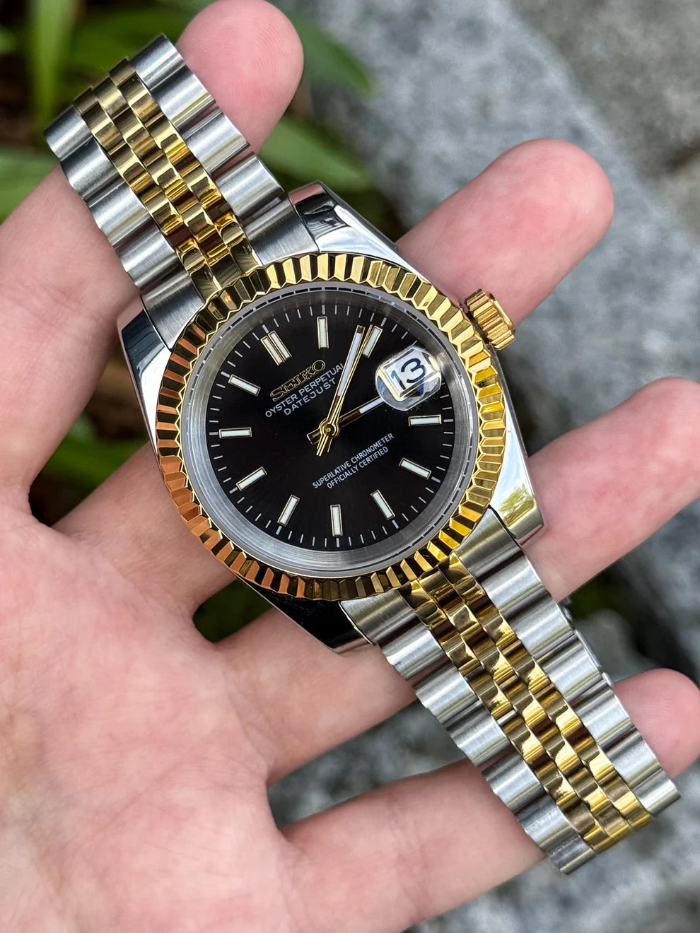 Seiko Mod Datejust "Black" Two Tone