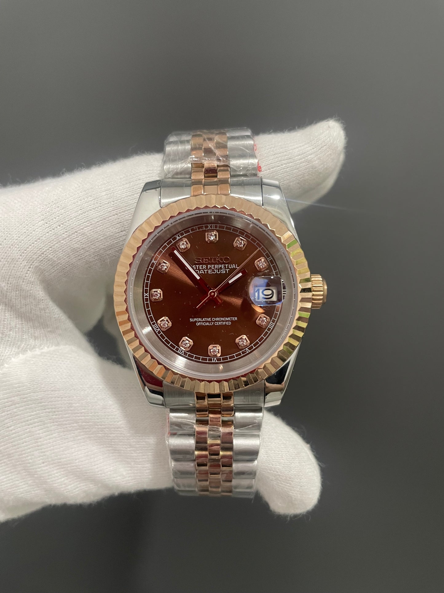 Seiko Mod Datejust "Chocolate Diamonds"