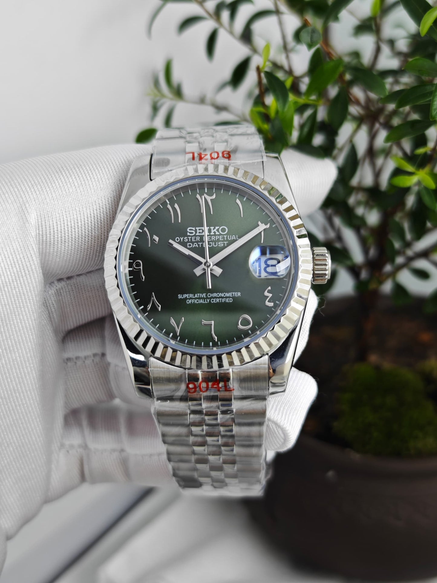 Seiko Mod Datejust "Olive Green Arabic"